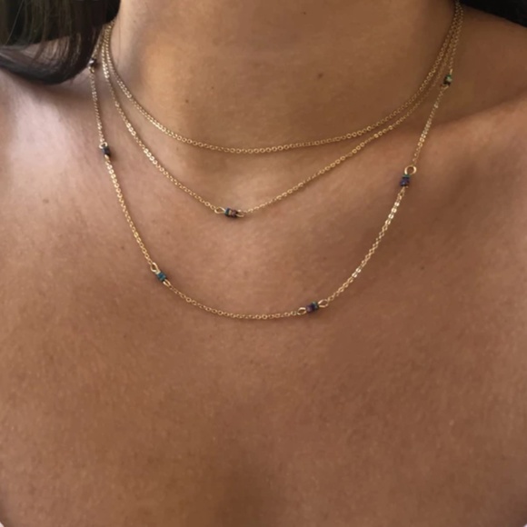 Rainbow Hematite Multicolor Stone Layered Necklace - Picture 5 of 9